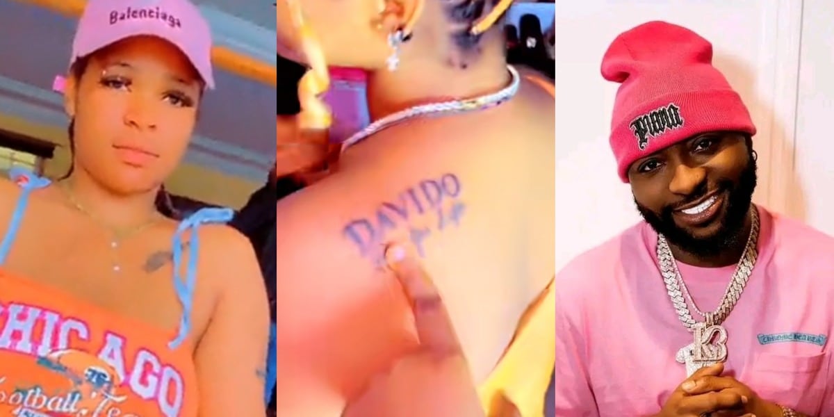 Davido's superfan gets permanent tattoo, begs singer to adopt her as pet daughter