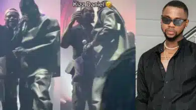 Male fan excited as Kizz Daniel picks him while performing on stage